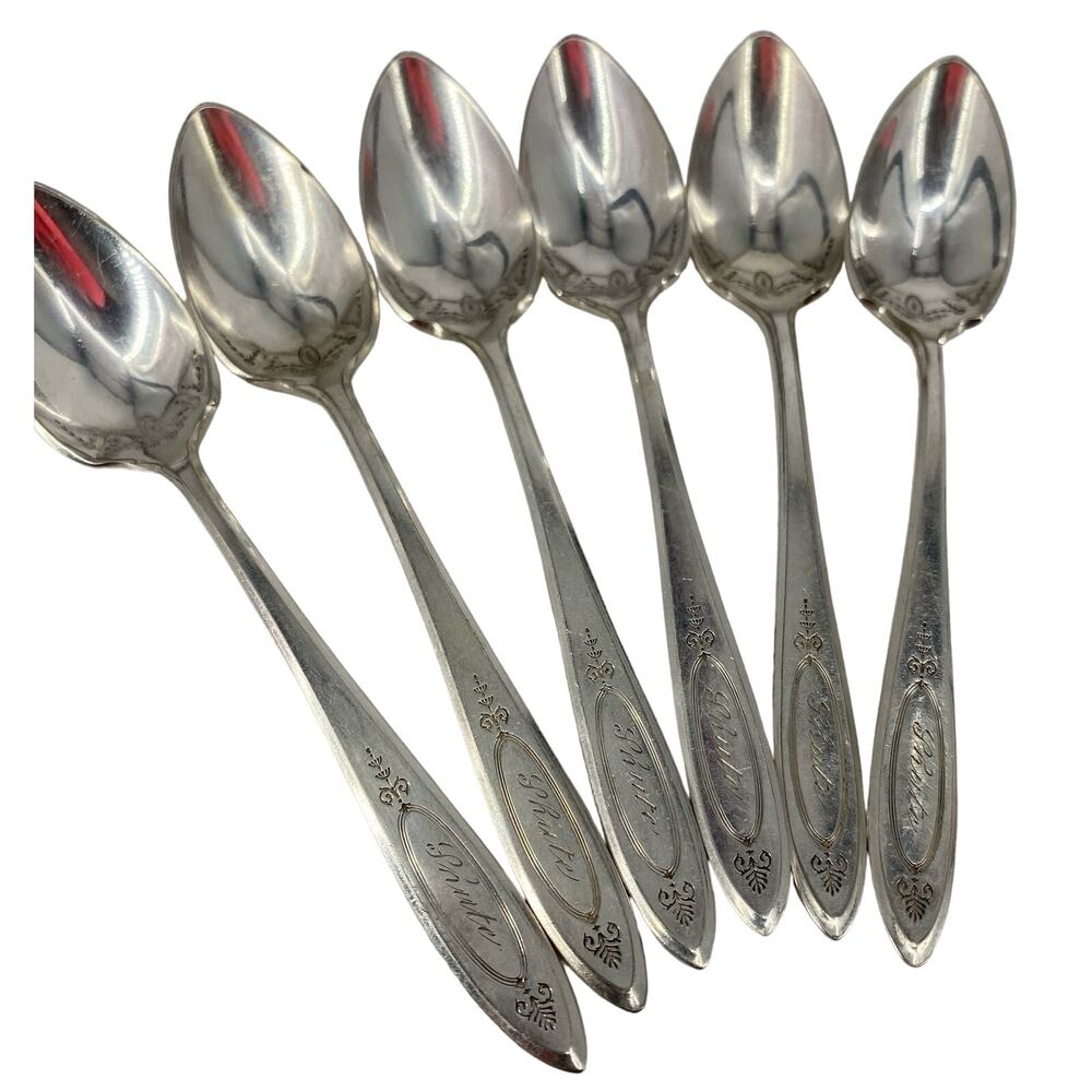 6 oneda community ADAM sugar tea sorbet desert spoons Silverplate monogramed
